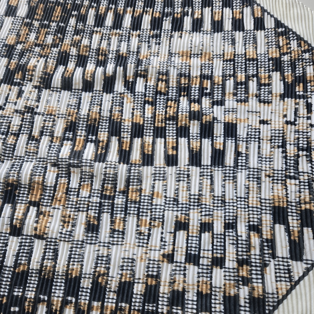Elegant Checked Silk-Feel Scarf in Black, White & Gold - Picture 5 of 7